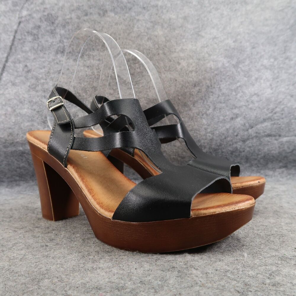 Eric Michael Shoes Women 41 Sandal Block Heel Platform Fashion Ankle Strap Black